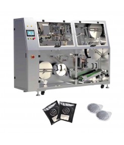 Round tea bag manufacturing machine with outer pouch